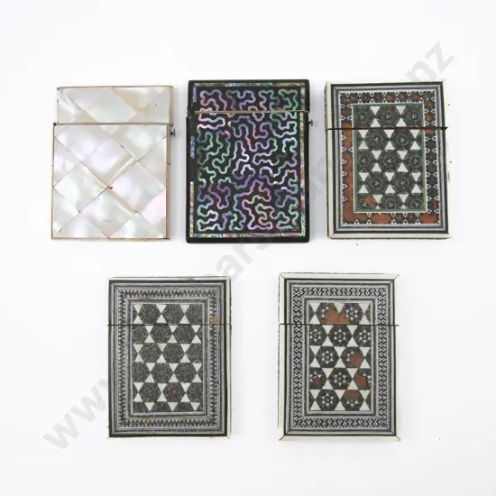 Three C19th Anglo Indian Sandalwood and Micro-Mosaic Calling Card Cases