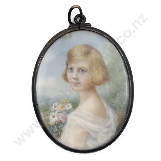 Early C20th Small Portrait Miniature of a Young Girl