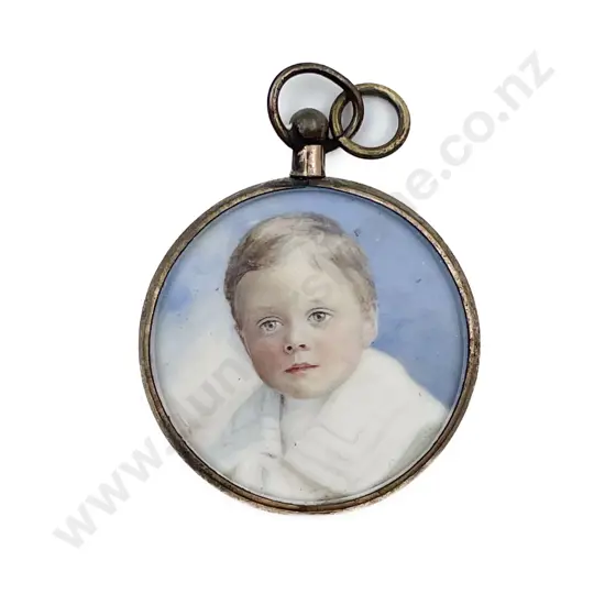 Early C20th Small Portrait Miniature of a Young Boy