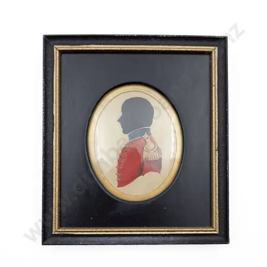 C19th Painted Silhouette of a Military Officer