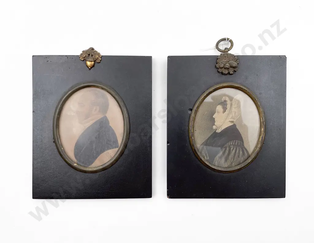 Two C19th Portrait Miniatures of Gentleman and Lady Image 1++