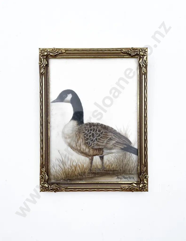 Joy Parker Painted on Ivory Canada Goose Miniature Image 1++