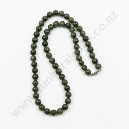 Single Strand Uniform Greenstone Bead Necklace