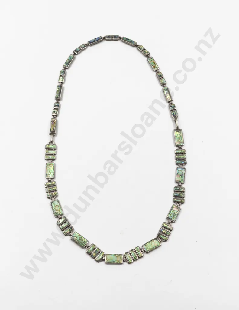 NZ Hand Made Silver and Paua Two Section Necklace Image 1++