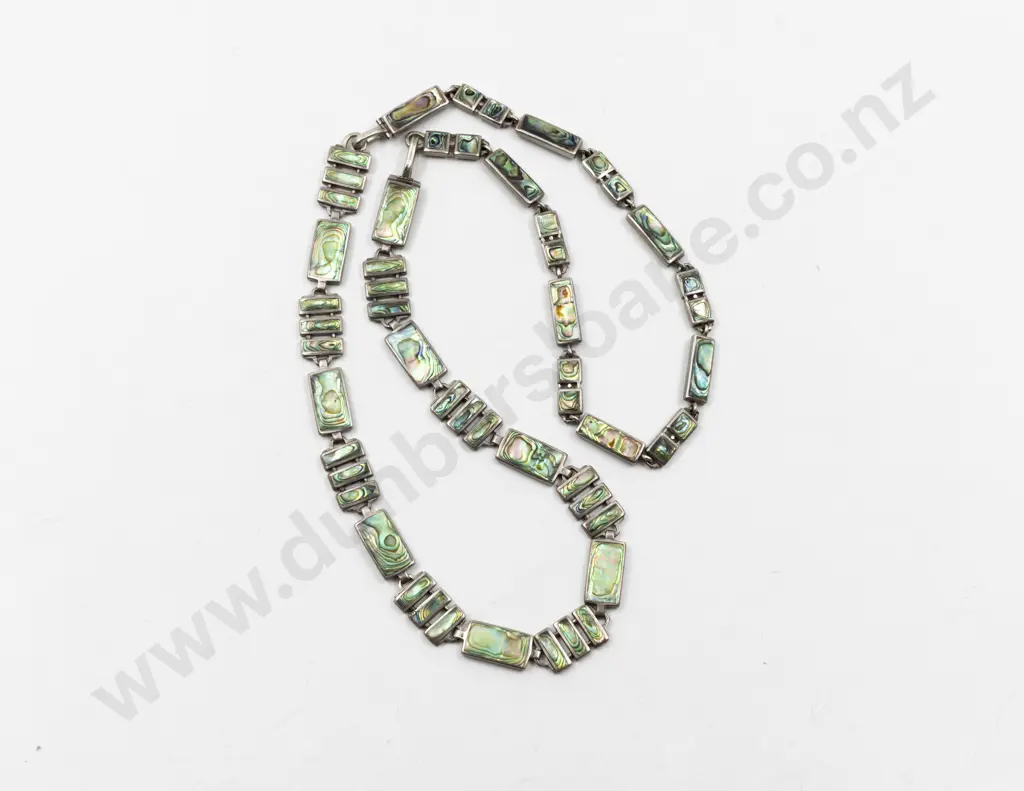 NZ Hand Made Silver and Paua Two Section Necklace Image 1++