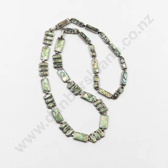 NZ Hand Made Silver and Paua Two Section Necklace
