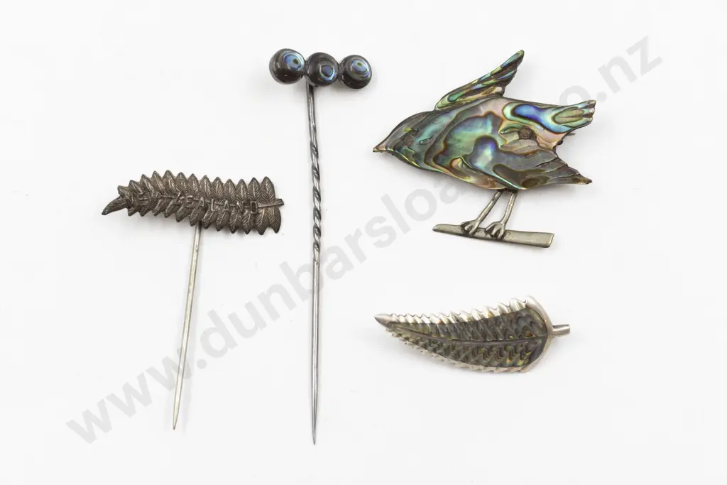 NZ S/S & Paua Fern Brooch Image 1++