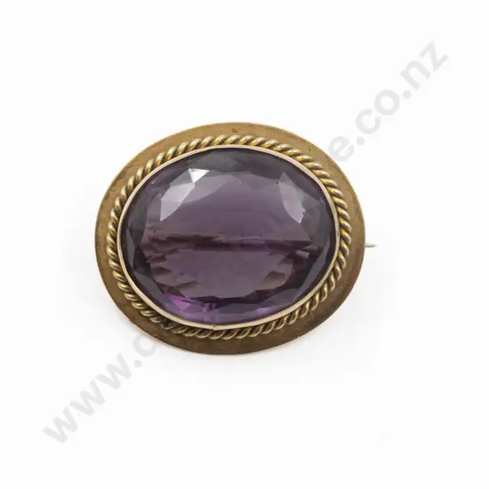 Victorian 9ct Framed Amethyst Brooch