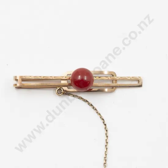 18ct Rose Gold Single Red Coral Tie Clip