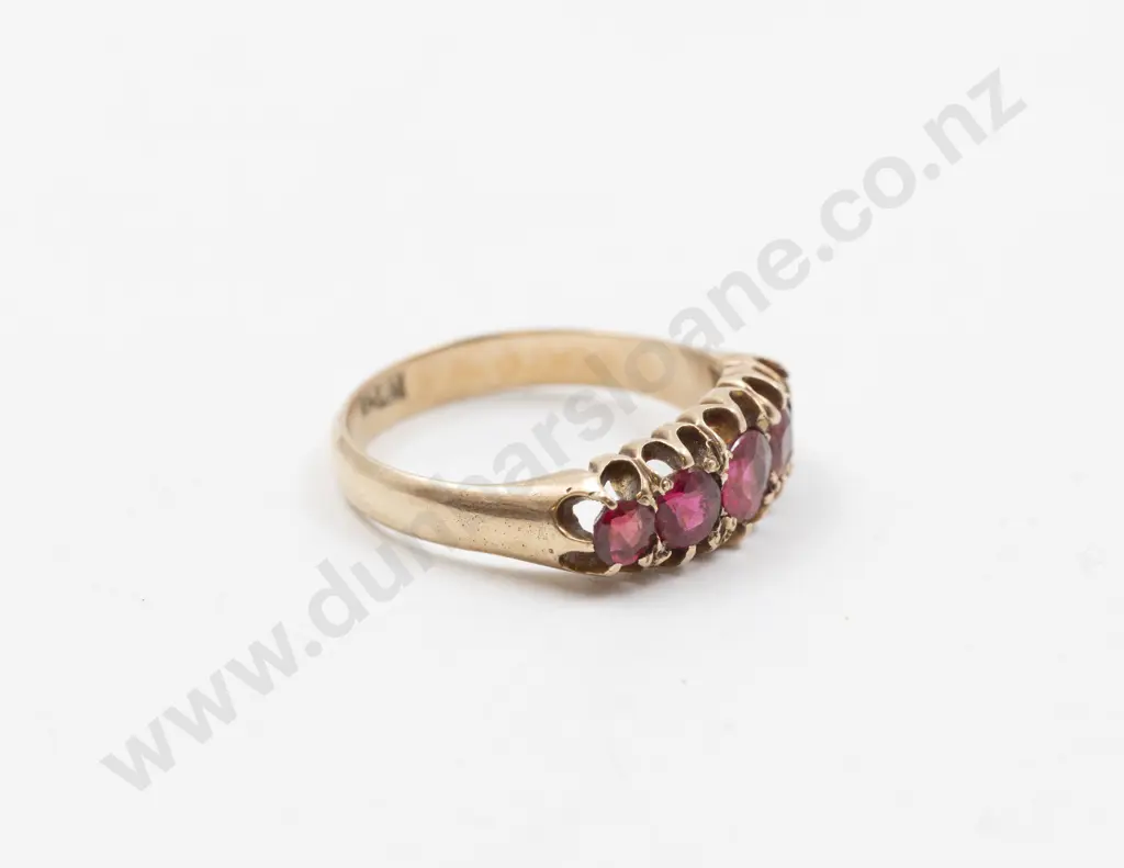 Victorian 18ct Five Stone Imitation Ruby Bridge Ring Image 1++
