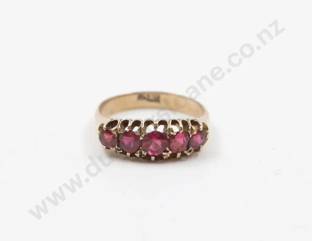 Victorian 18ct Five Stone Imitation Ruby Bridge Ring Image 1++