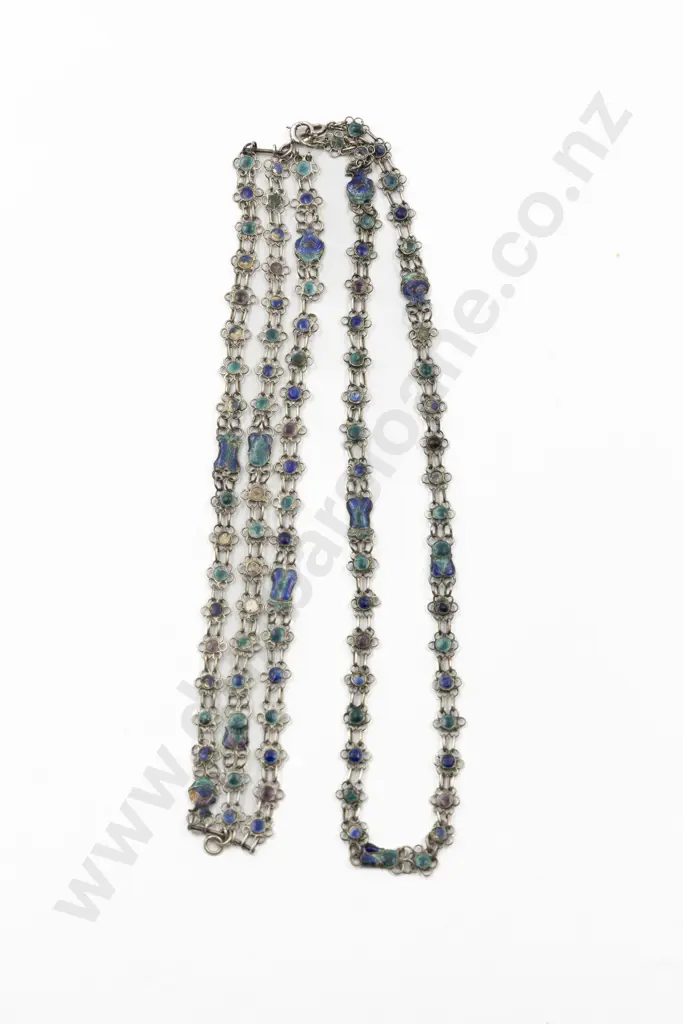 S/S and Polychrome Enamel Filigree Single Strand Necklace and Triple Strand Bracelet Image 1++