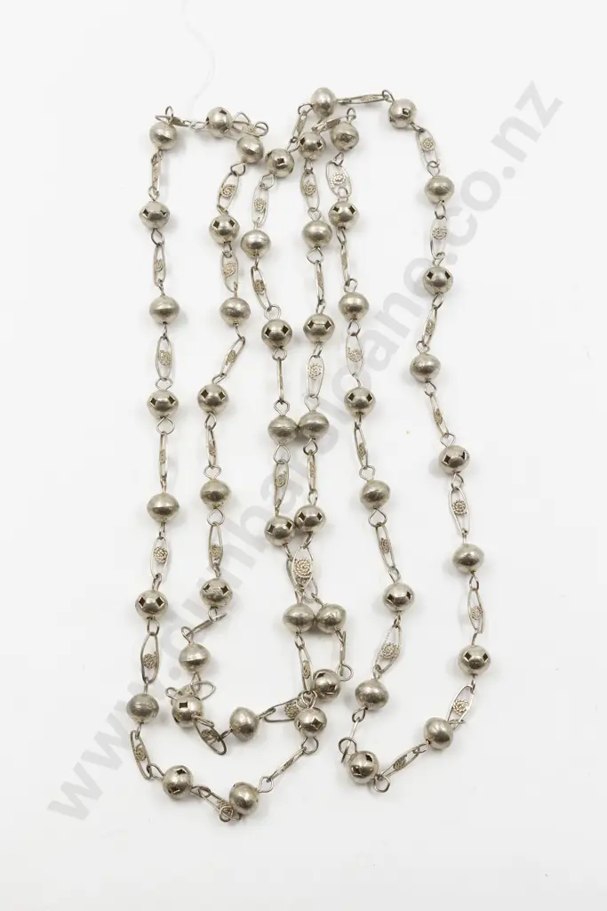 Modern Design Silver Plate Muff Length Necklace Image 1++