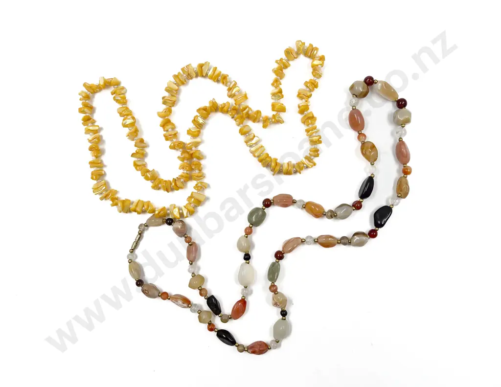 Single Strand Polished Gem Stone Bead Necklace Image 1++