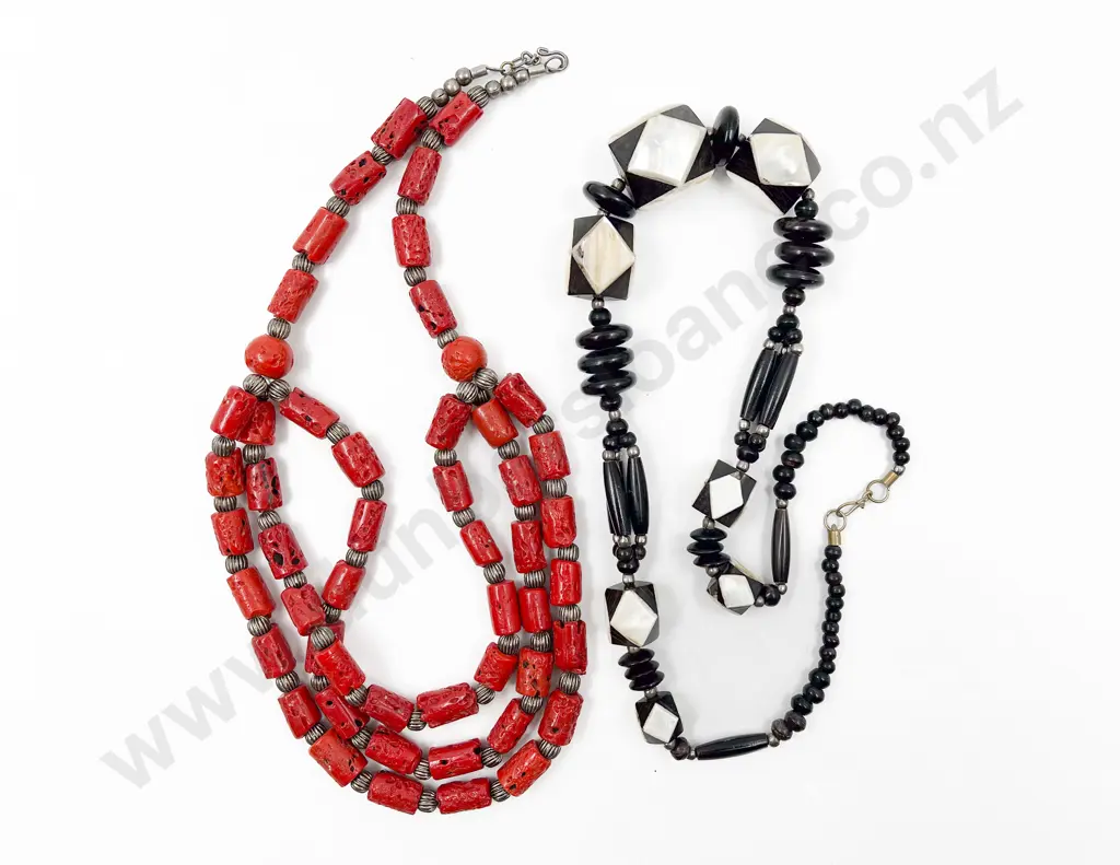 Bamboo Coral Necklace & Ebony & MOP Necklace Image 1++