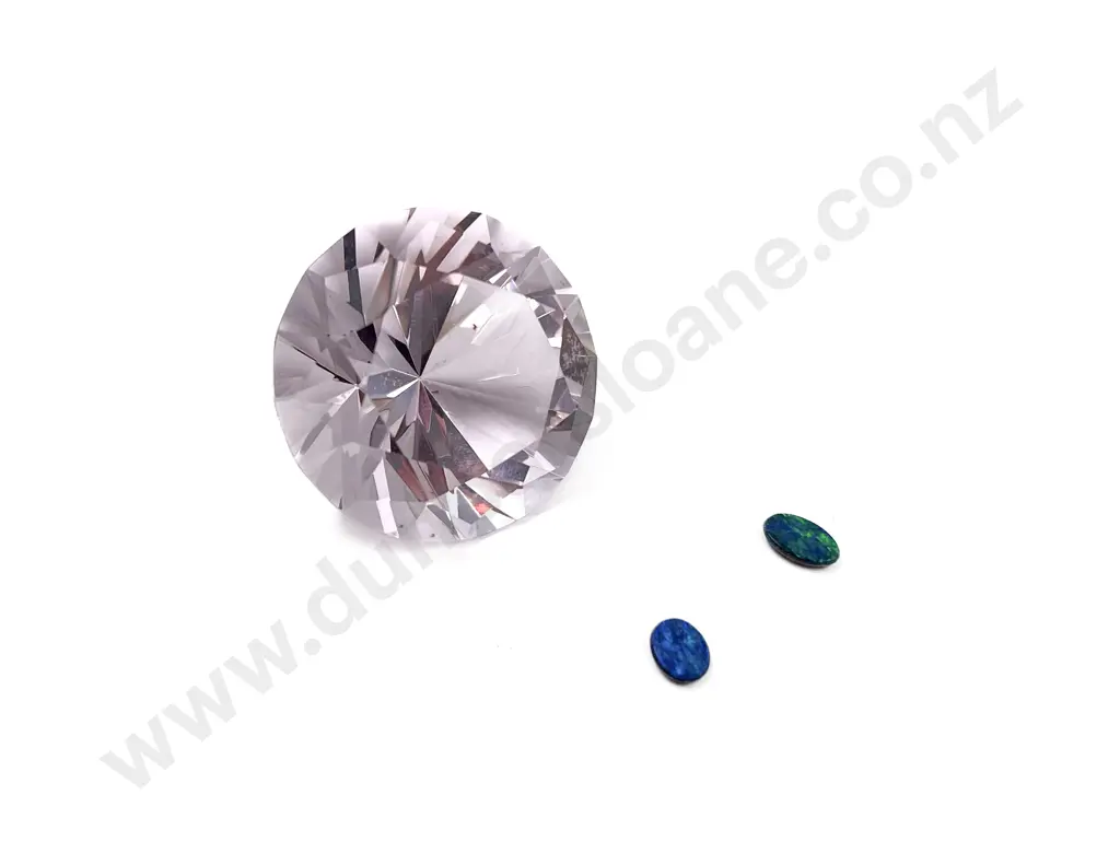 Unmounted Pink Crystal Diamond Shape Stone and two opal doublets Image 1++