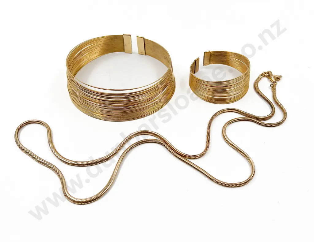 Modern Gilt Metal Wire Choker with Matching Cuff Image 1++