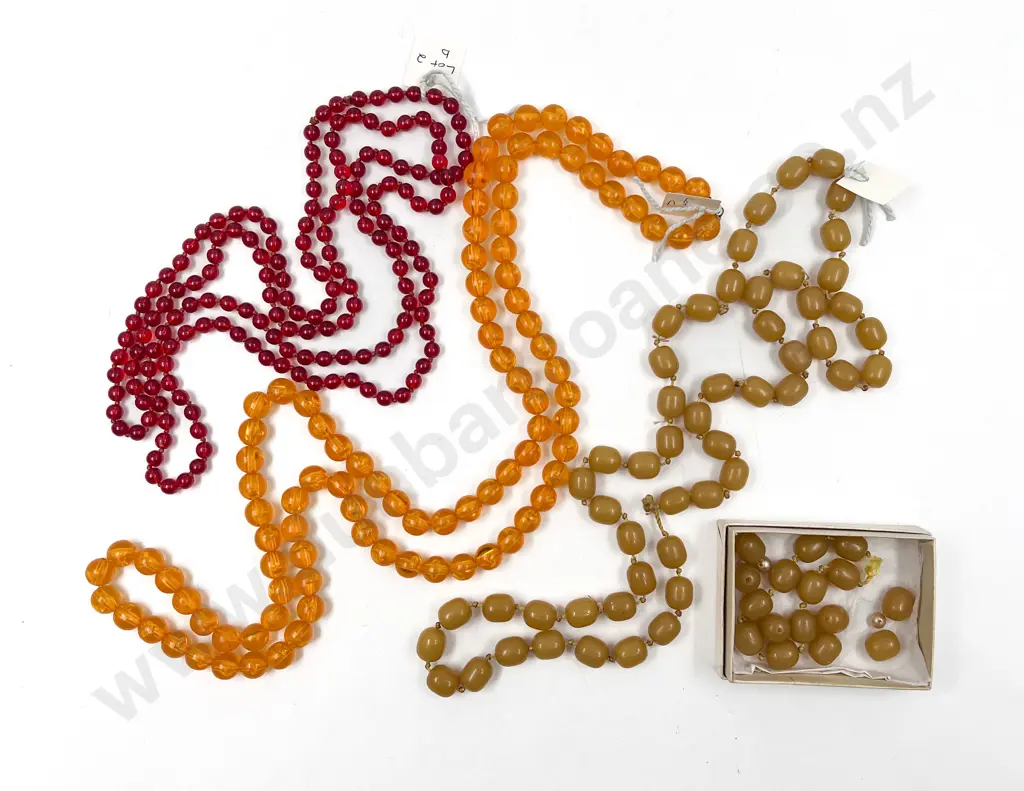 Three Early C20th Long Length Bead Necklaces Image 1++