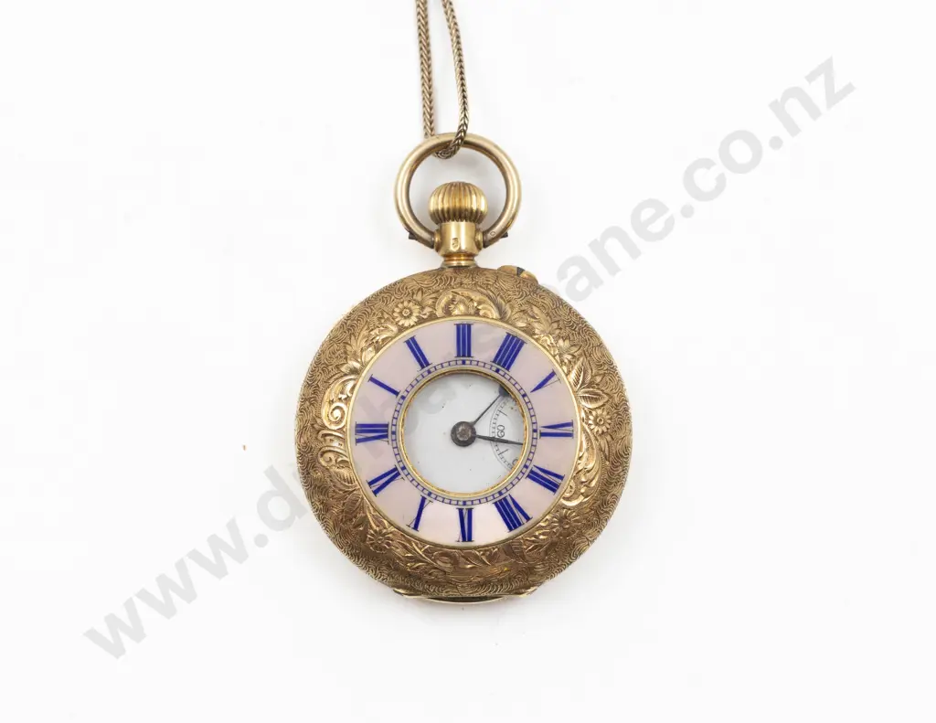 18ct Half Hunter Cased Lever Wind Fob Watch Image 1++