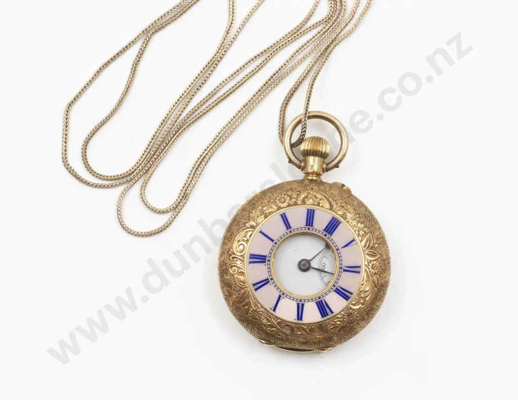 18ct Half Hunter Cased Lever Wind Fob Watch Image 1++