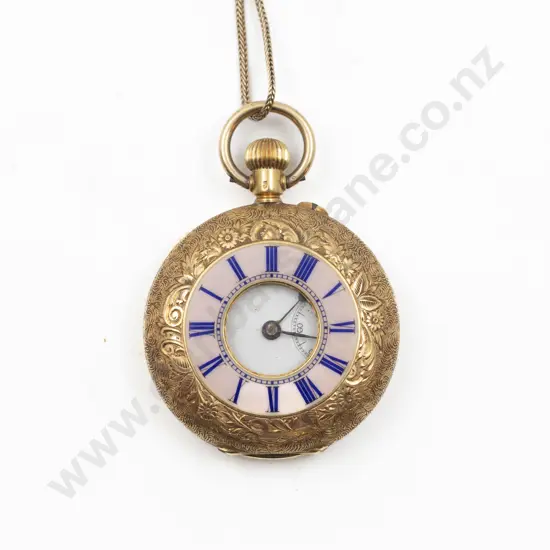 18ct Half Hunter Cased Lever Wind Fob Watch