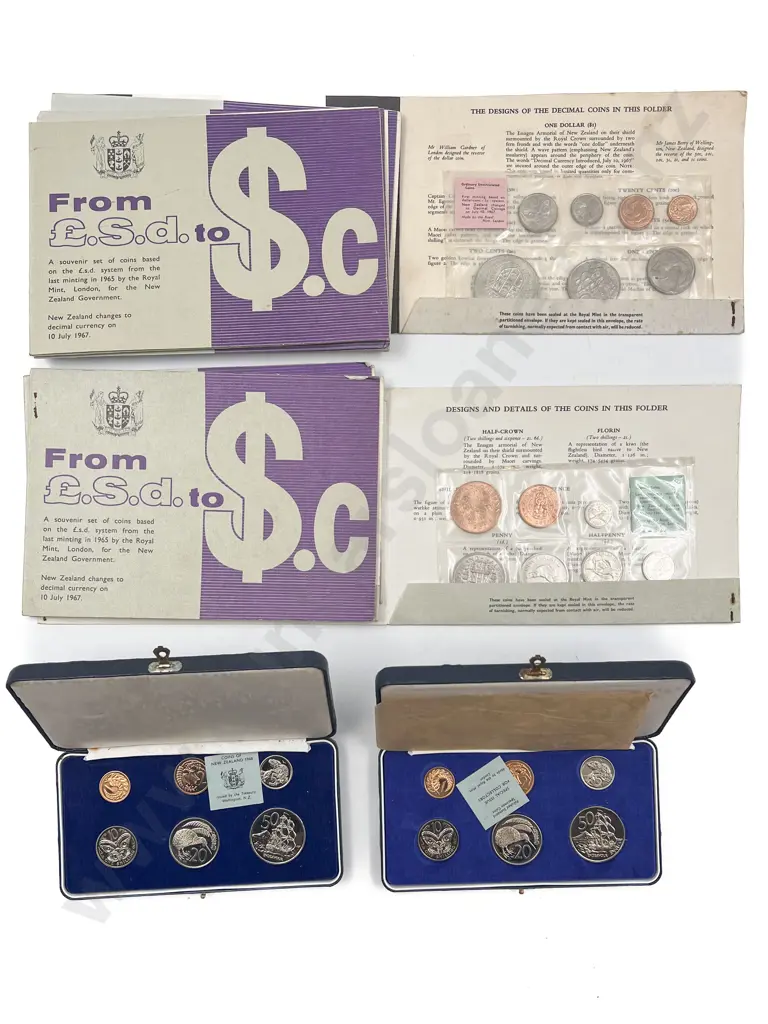 NZ Unc 1967 Decimal Coin Sets x9 and Two Proofs Sets Image 1++
