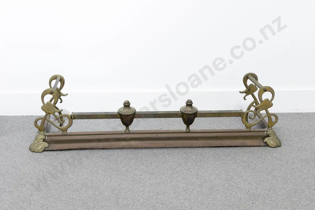 Art Nouveau Style Copper & Brass Fire Fender Image 1++
