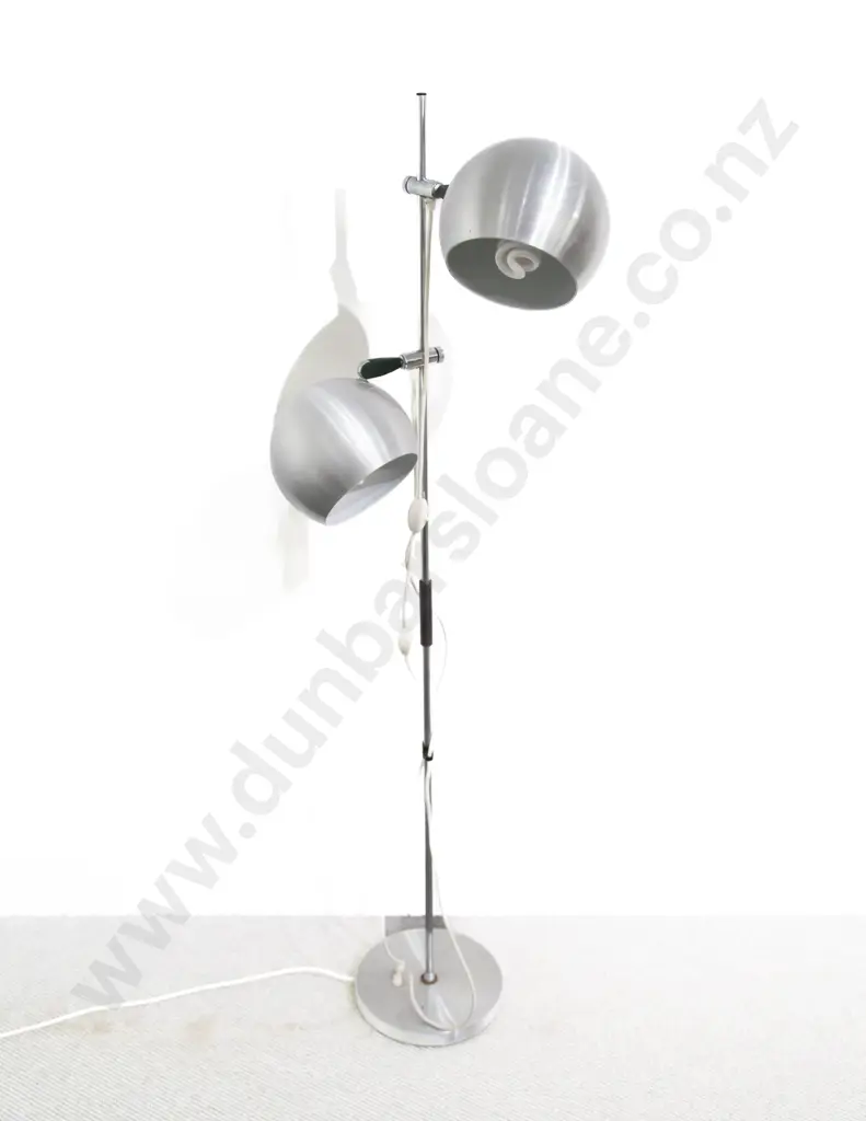 Late C20th Spun Aluminium Two Light Eyeball Standard Lamp Image 1++