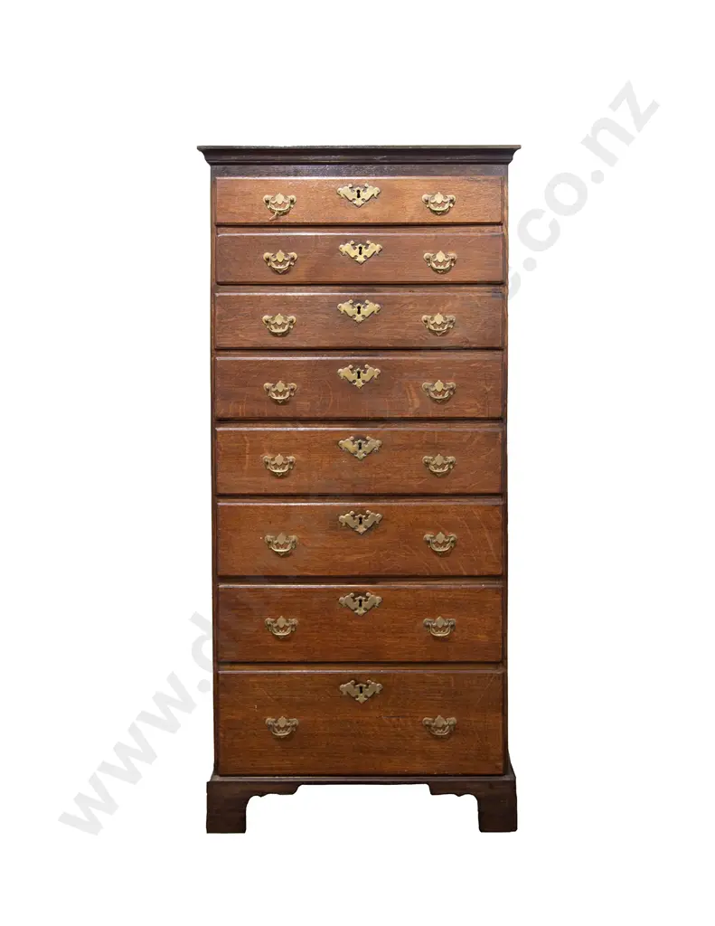 Late Geo III Oak Eight Drawer Tallboy Image 1++