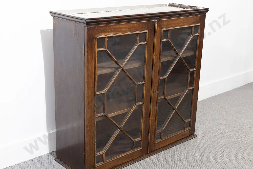 C19th Mahogany Astragal Glazed Two Door Hanging Cupboard Image 1++