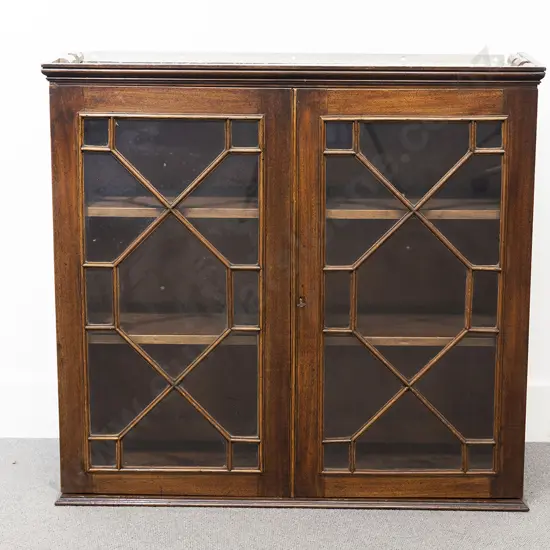 C19th Mahogany Astragal Glazed Two Door Hanging Cupboard