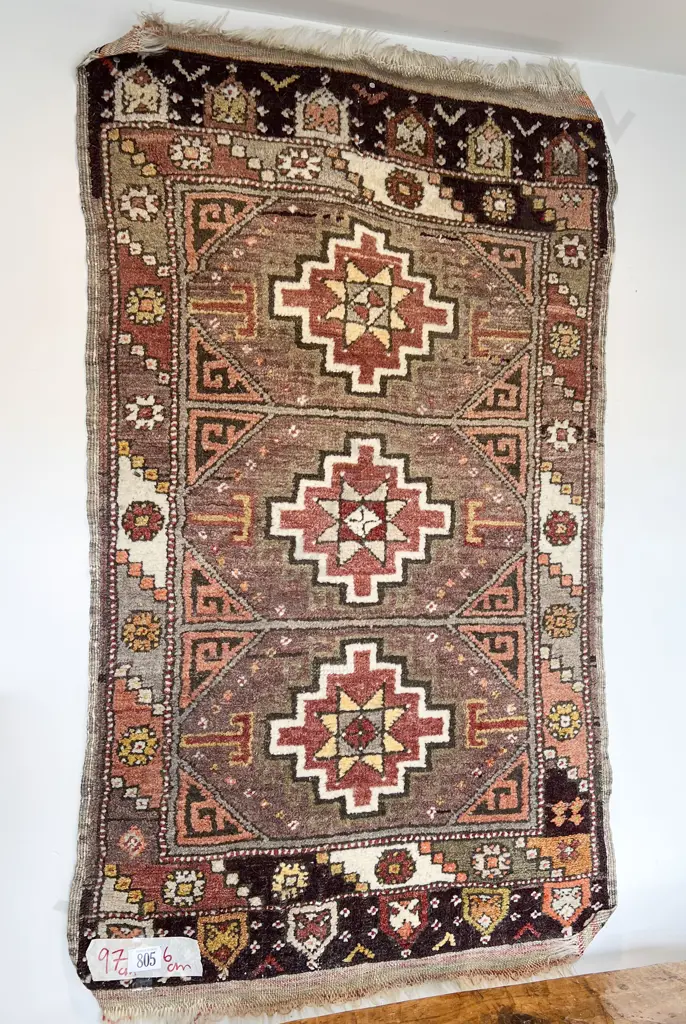 Vintage Three Panel Prayer Rug Image 1++