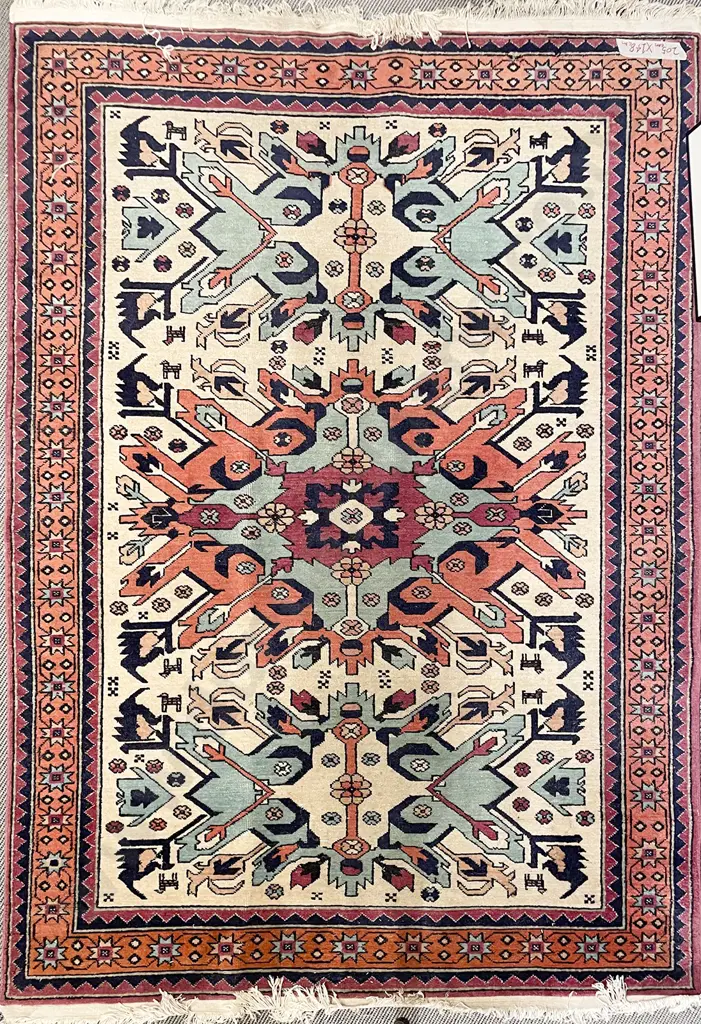 Vintage Geometric Patterned Persian Rug Image 1++