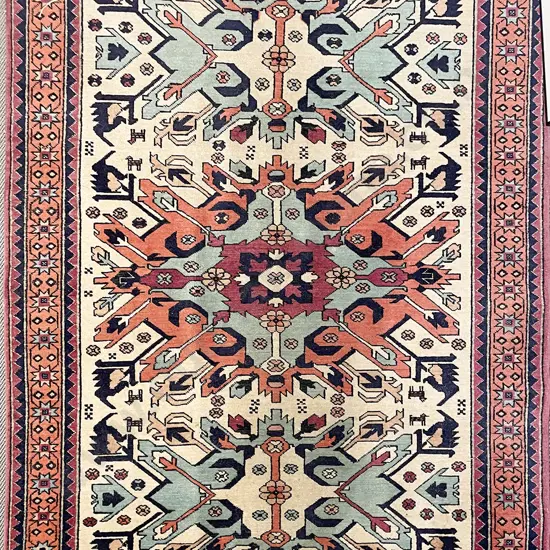 Vintage Geometric Patterned Persian Rug