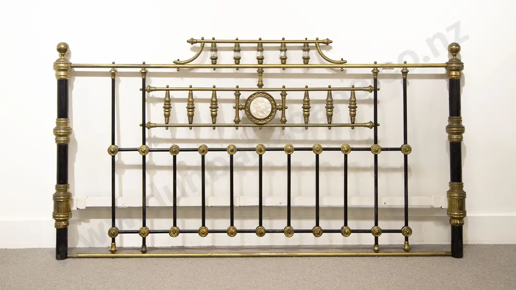 Victorian Brass & Iron MOP Bedhead Image 1++