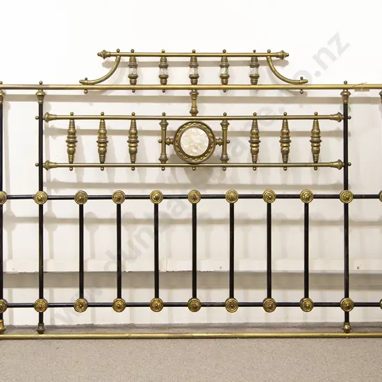 Victorian Brass & Iron MOP Bedhead