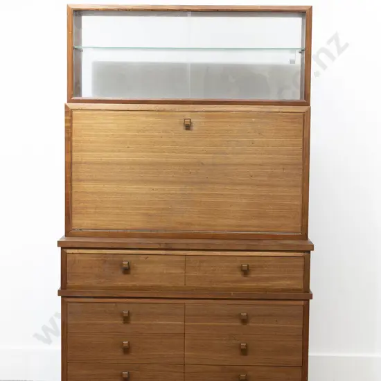 Mid C20th Faded Teak Three Section Work Unit