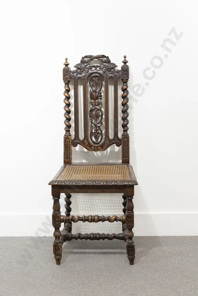 Edwardian Oak Barley Twist Side Chair Image 1++