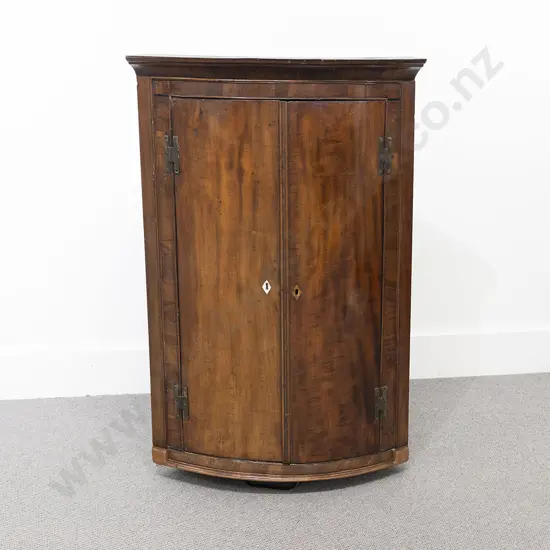 Geo III Mahogany Bow Front Corner Cabinet