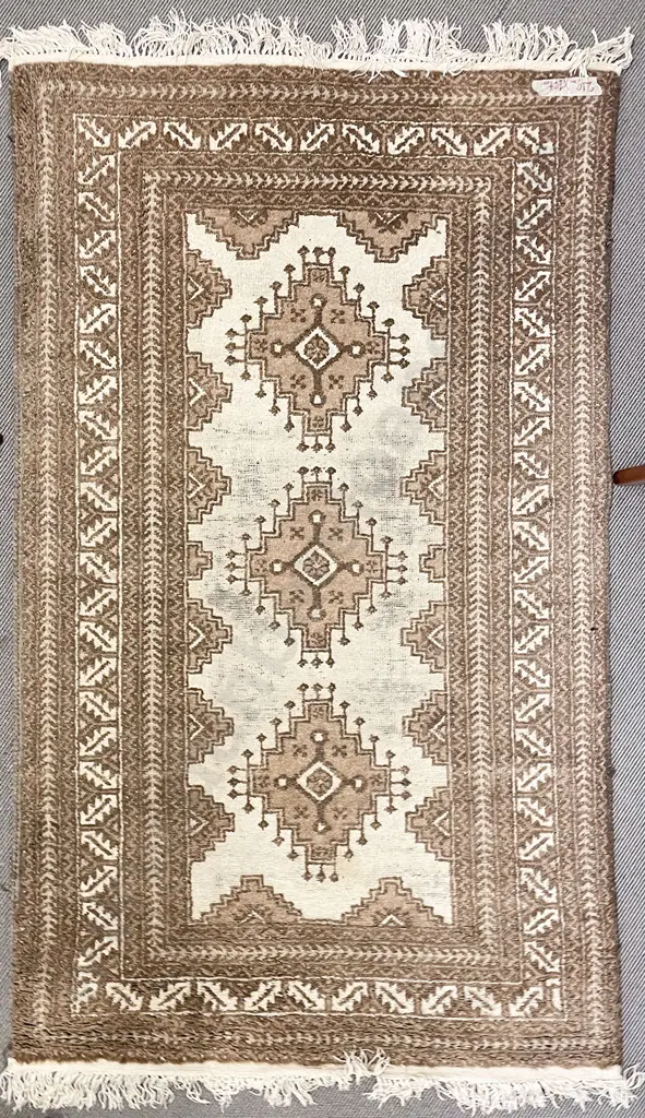Vintage Faded Triple Medallion Persian Rug Image 1++