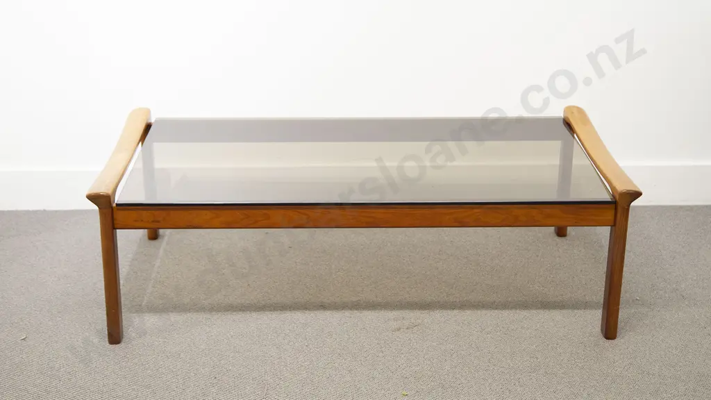 Mid C20th Mahogany Framed Smoked Glass Coffee Table Image 1++
