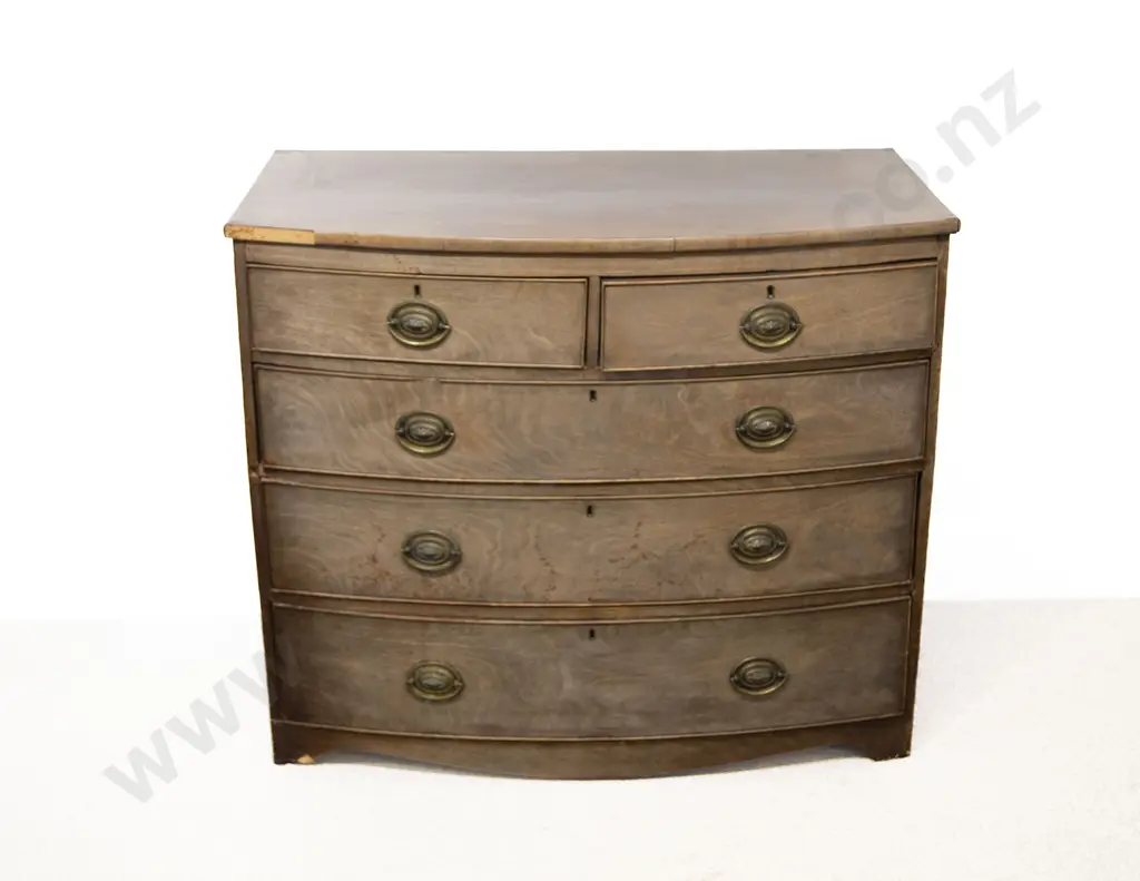 Regency Faded Mahogany Bow Front Five Drawer Chest a/f Image 1++
