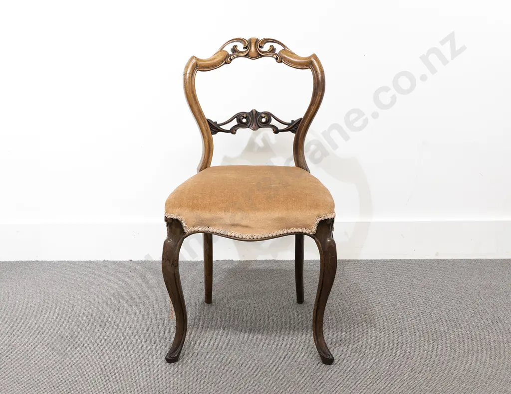 Victorian Faded Walnut Balloon Back Side Chair Image 1++
