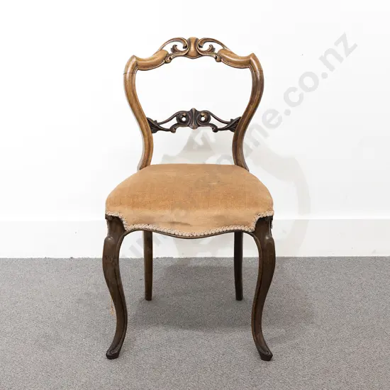 Victorian Faded Walnut Balloon Back Side Chair