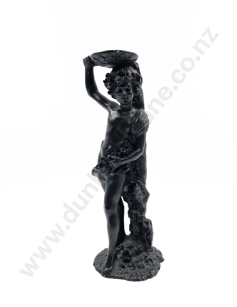 Slate Cherub Form Candle Holder Image 1++