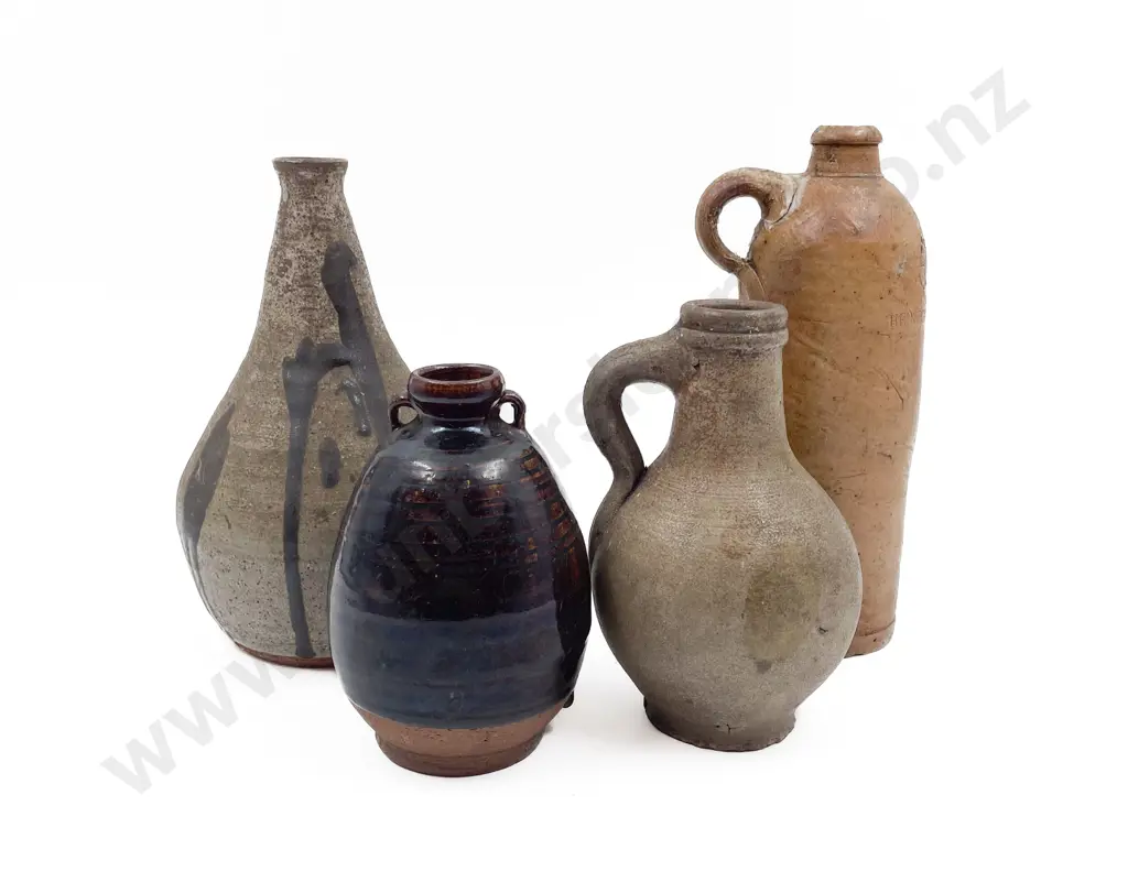 Three Pieces of Assorted Pottery with Stone Ware Bottle Image 1++