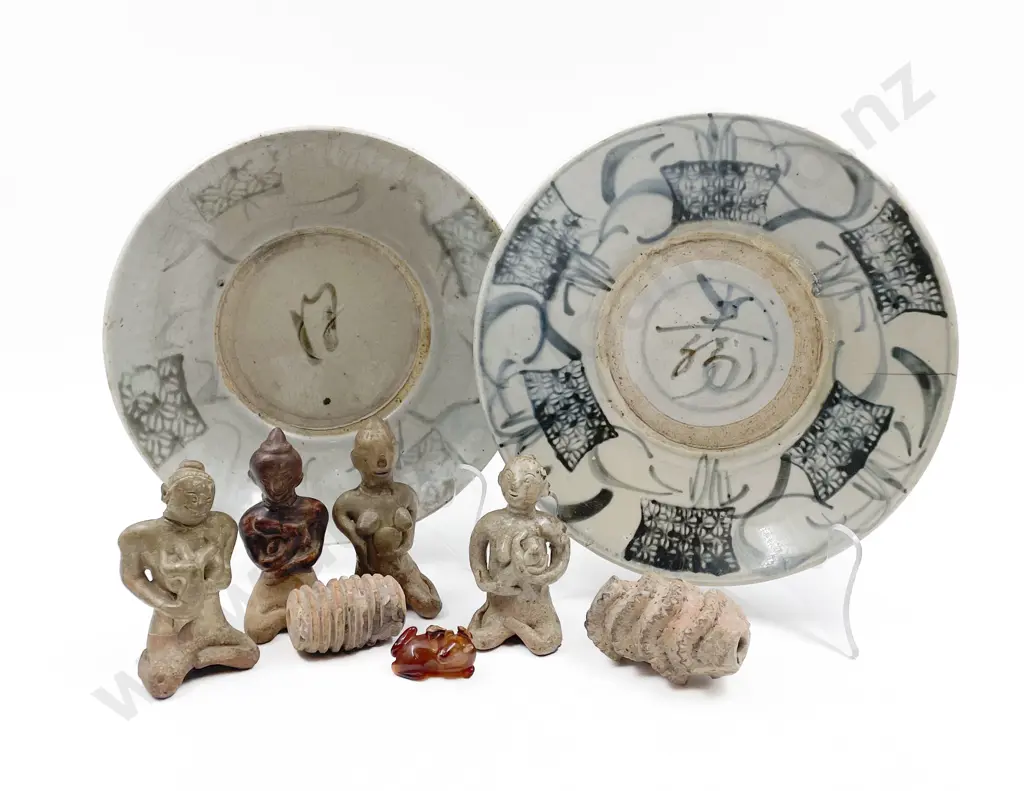 Pair of Provincial Ming Plates with Assorted including Fertility Figures Image 1++