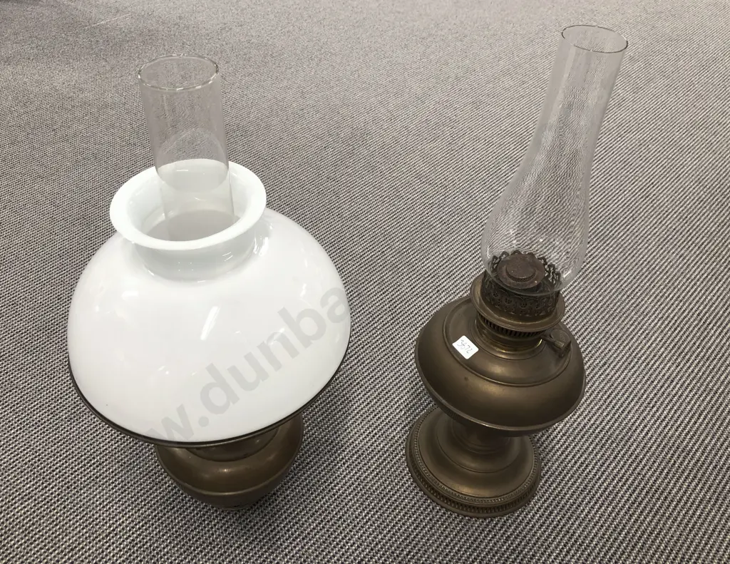 Two Assorted Kerosene Lamps with Rise and Fall Lamp Image 1++