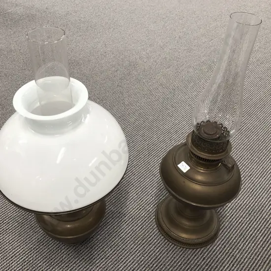 Two Assorted Kerosene Lamps with Rise and Fall Lamp