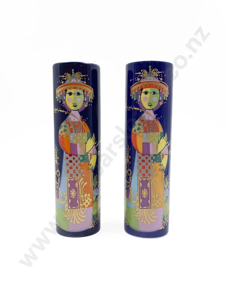 Pair of Rosenthal Bjorn Wiinblad Designed Cylindrical Vases Image 1++